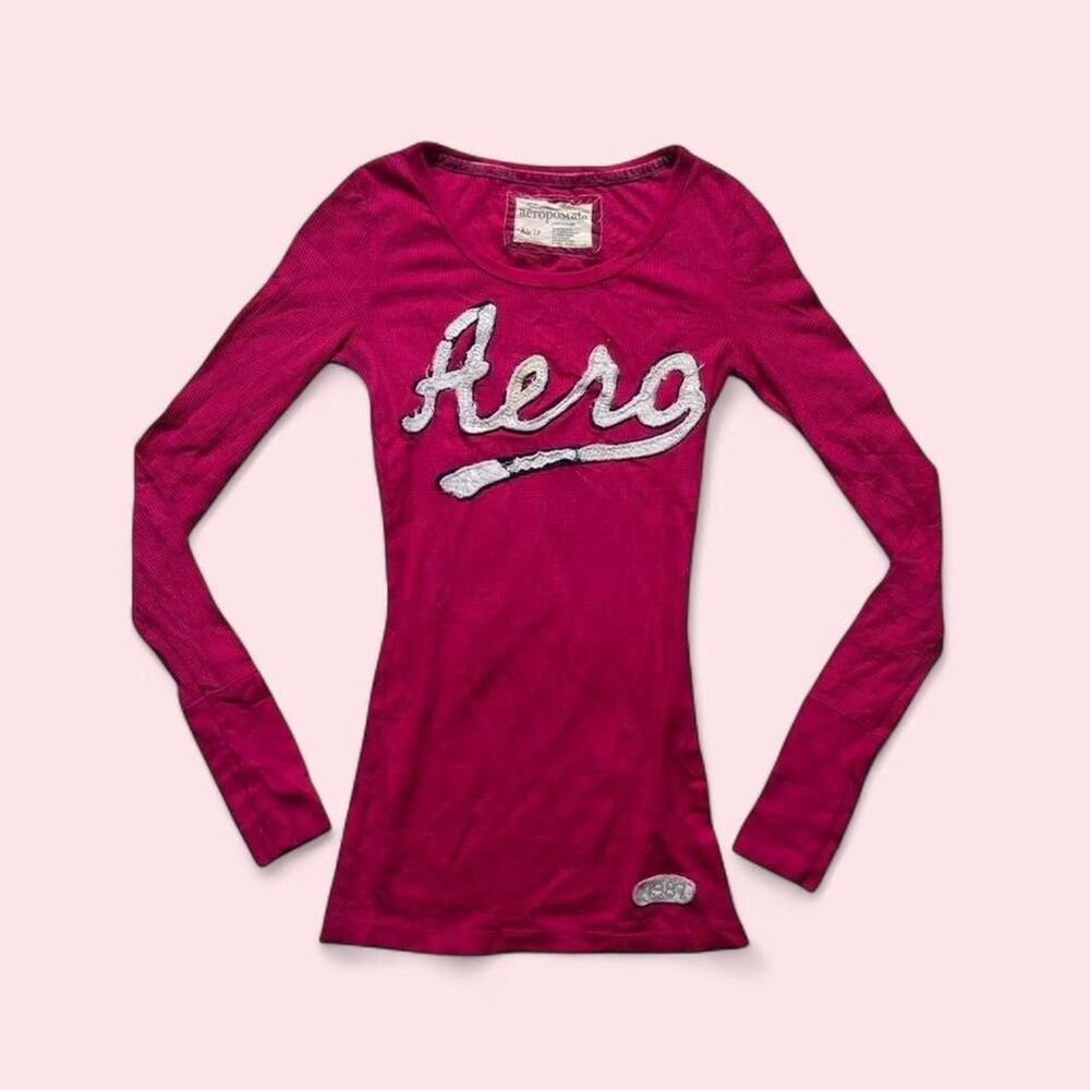 Aeropostale Women's Pink and Red Shirt